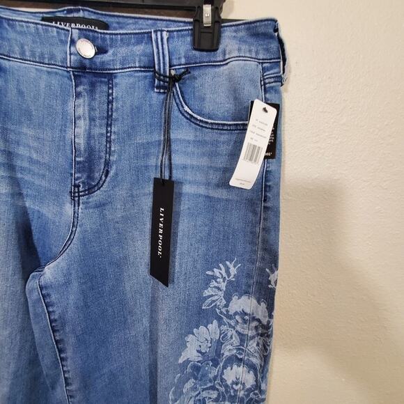 Liverpool Alison crop floral boho wide leg Melbourne light wash jeans size 31 Ne - Picture 7 of 9